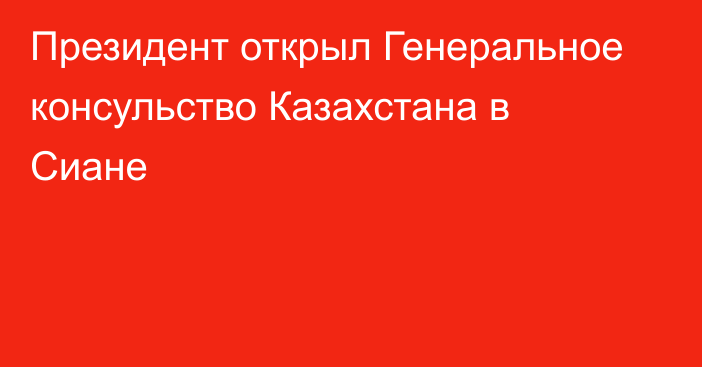 Президент открыл Генеральное консульство Казахстана в Сиане