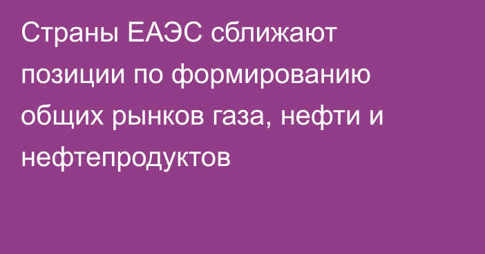 Страны ЕАЭС сближают позиции по формированию общих рынков газа, нефти и нефтепродуктов