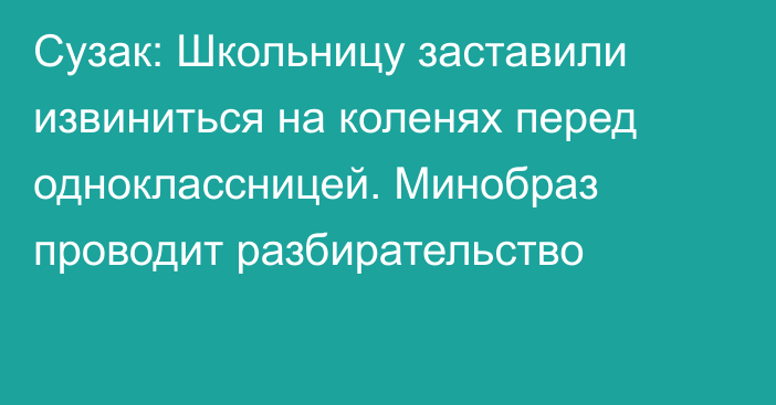 Сузак: Школьницу заставили извиниться на коленях перед одноклассницей. Минобраз проводит разбирательство