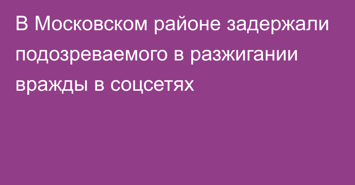 В Московском районе задержали подозреваемого в разжигании вражды в соцсетях