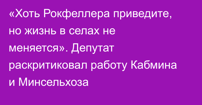 «Хоть Рокфеллера приведите, но жизнь в селах не меняется». Депутат раскритиковал работу Кабмина и Минсельхоза