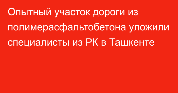 Опытный участок дороги из полимерасфальтобетона уложили специалисты из РК в Ташкенте