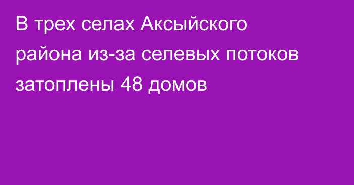 В трех селах Аксыйского района из-за селевых потоков затоплены 48 домов