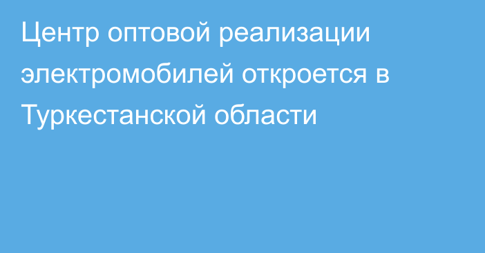 Центр оптовой реализации электромобилей откроется в Туркестанской области