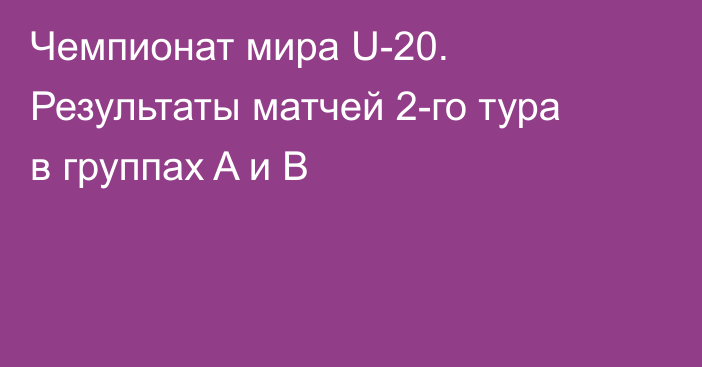 Чемпионат мира U-20. Результаты матчей 2-го тура в группах A и B