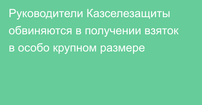 Руководители Казселезащиты обвиняются в получении взяток в особо крупном размере