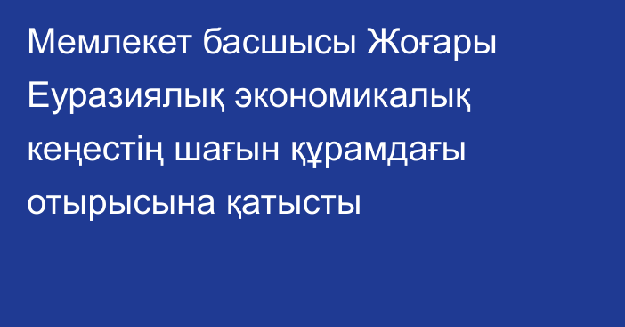 Мемлекет басшысы Жоғары Еуразиялық экономикалық кеңестің шағын құрамдағы отырысына қатысты