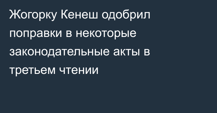 Жогорку Кенеш одобрил поправки в некоторые законодательные акты в третьем чтении