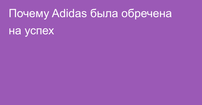 Почему Adidas была обречена на успех