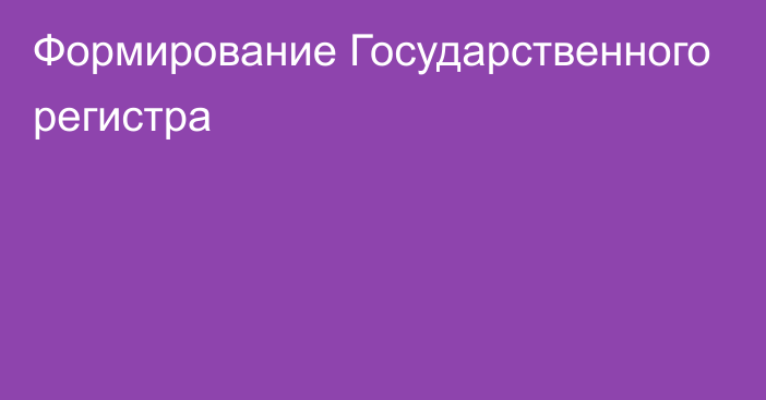 Формирование Государственного регистра