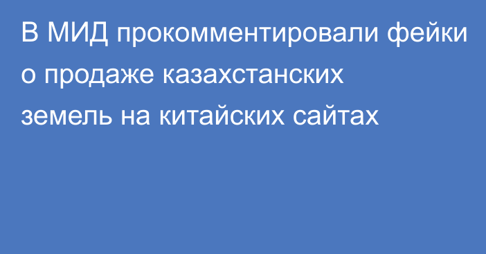 В МИД прокомментировали фейки о продаже казахстанских земель на китайских сайтах