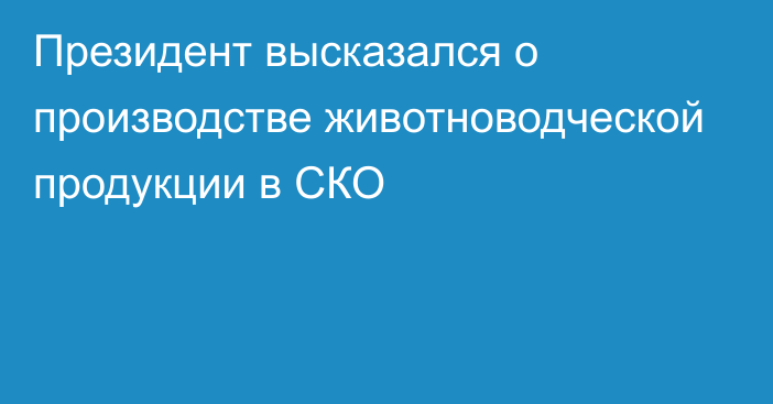 Президент высказался о производстве животноводческой продукции в СКО