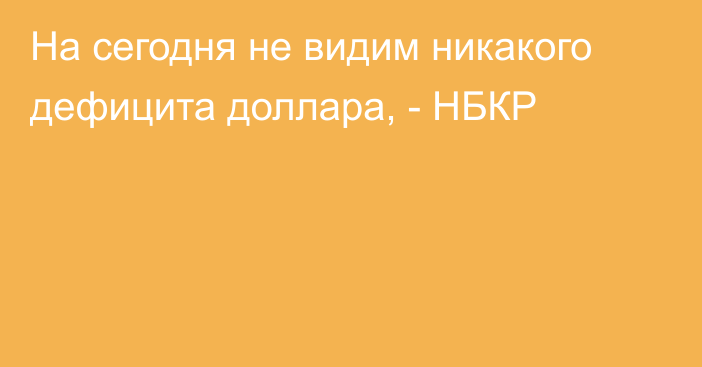 На сегодня не видим никакого дефицита доллара, - НБКР