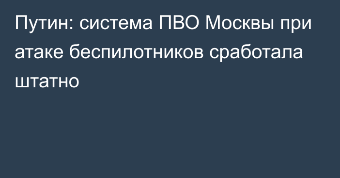 Путин: система ПВО Москвы при атаке беспилотников сработала штатно