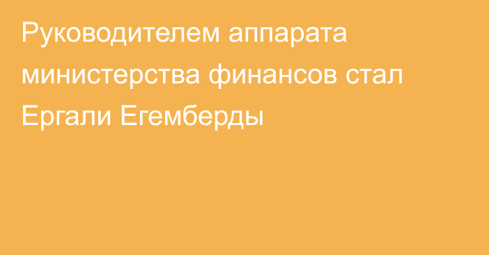 Руководителем аппарата министерства финансов стал Ергали Егемберды