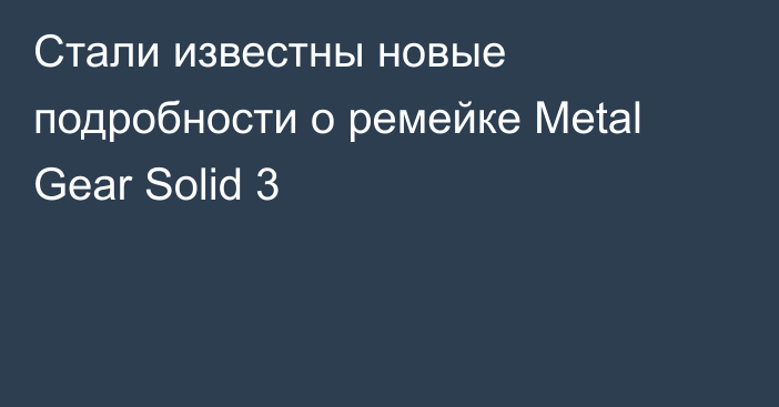 Стали известны новые подробности о ремейке Metal Gear Solid 3