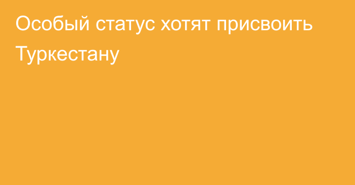 Особый статус хотят присвоить Туркестану