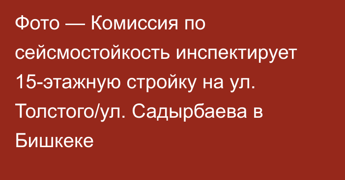 Фото — Комиссия по сейсмостойкость инспектирует 15-этажную стройку на ул. Толстого/ул. Садырбаева в Бишкеке