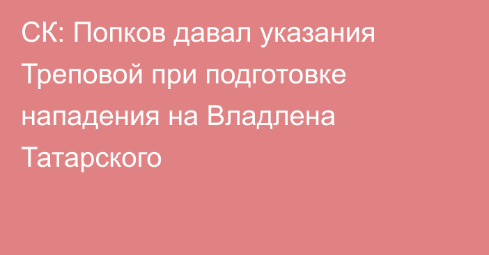 СК: Попков давал указания Треповой при подготовке нападения на Владлена Татарского