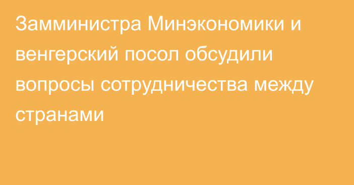 Замминистра Минэкономики и венгерский посол обсудили вопросы сотрудничества между странами