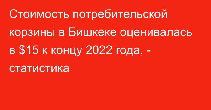 Стоимость потребительской корзины в Бишкеке оценивалась в $15 к концу 2022 года, - статистика