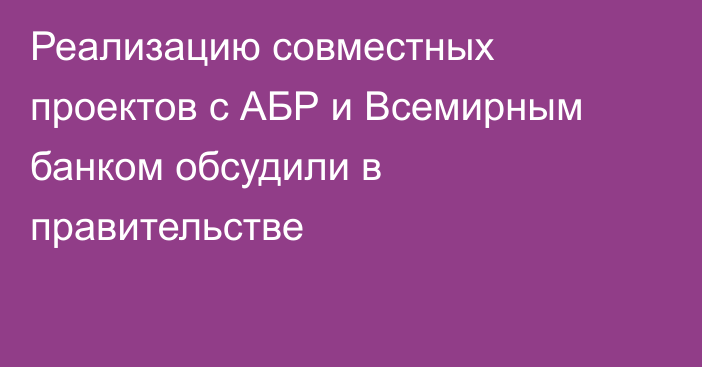 Реализацию совместных проектов с АБР и Всемирным банком обсудили в правительстве