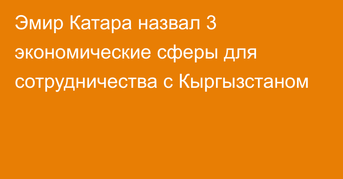 Эмир Катара назвал 3 экономические сферы для сотрудничества с Кыргызстаном