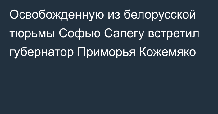 Освобожденную из белорусской тюрьмы Софью Сапегу встретил губернатор Приморья Кожемяко