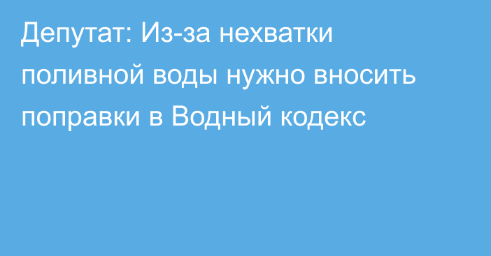 Депутат: Из-за нехватки поливной воды нужно вносить поправки в Водный кодекс