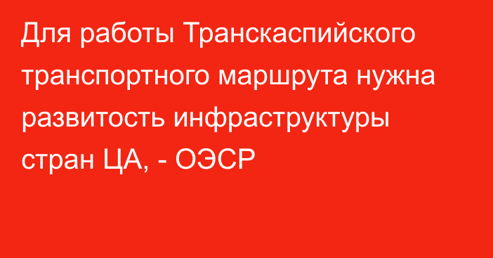 Для работы Транскаспийского транспортного маршрута нужна развитость инфраструктуры стран ЦА, - ОЭСР