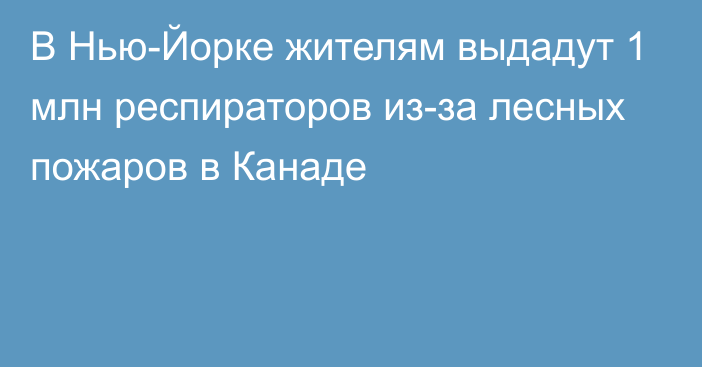 В Нью-Йорке жителям выдадут 1 млн респираторов из-за лесных пожаров в Канаде