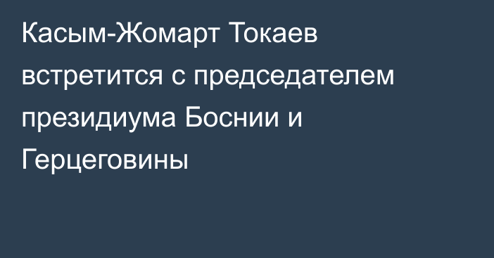 Касым-Жомарт Токаев встретится с председателем президиума Боснии и Герцеговины