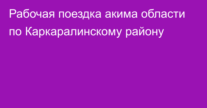 Рабочая поездка акима области по Каркаралинскому району