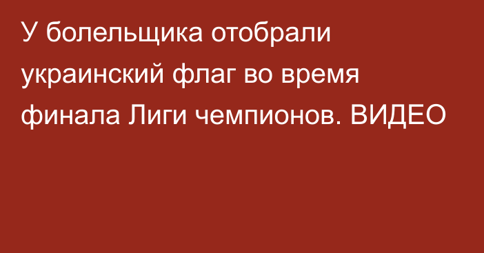 У болельщика отобрали украинский флаг во время финала Лиги чемпионов. ВИДЕО