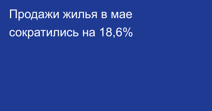 Продажи жилья в мае сократились на 18,6%