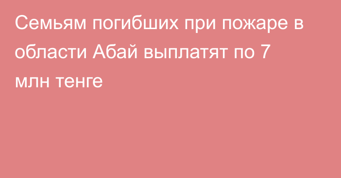 Семьям погибших при пожаре в области Абай выплатят по 7 млн тенге