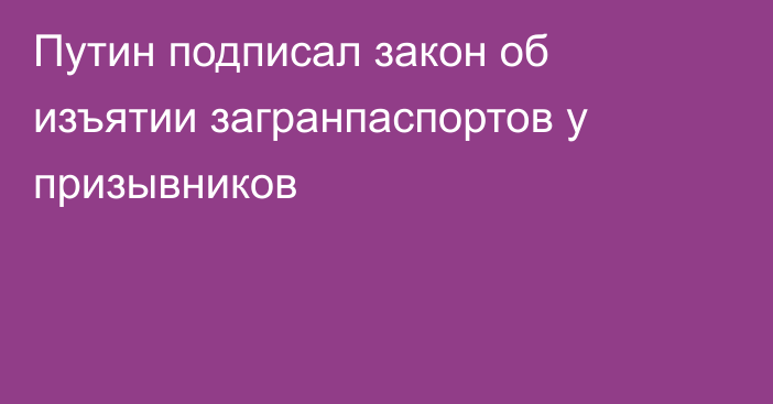 Путин подписал закон об изъятии загранпаспортов у призывников