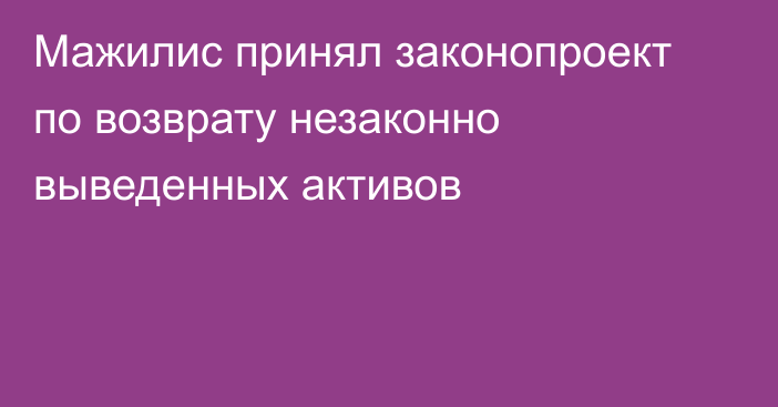 Мажилис принял законопроект по возврату незаконно выведенных активов