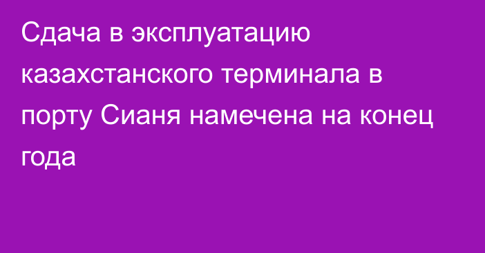 Сдача в эксплуатацию казахстанского терминала в порту Сианя намечена на конец года