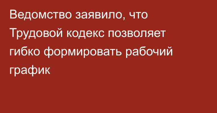 Ведомство заявило, что Трудовой кодекс позволяет гибко формировать рабочий график