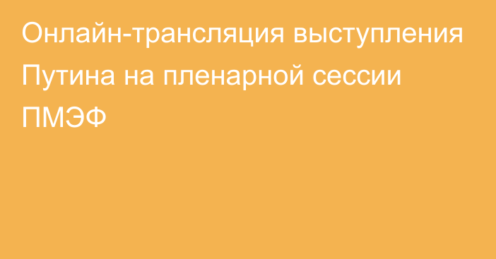 Онлайн-трансляция выступления Путина на пленарной сессии ПМЭФ