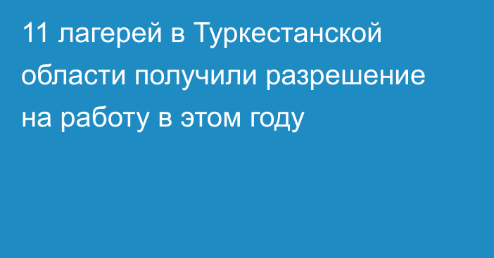 11 лагерей в Туркестанской области получили разрешение на работу в этом году