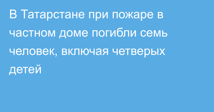 В Татарстане при пожаре в частном доме погибли семь человек, включая четверых детей