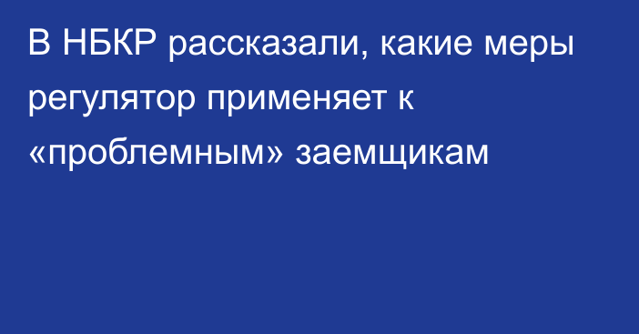 В НБКР рассказали, какие меры регулятор применяет к «проблемным» заемщикам