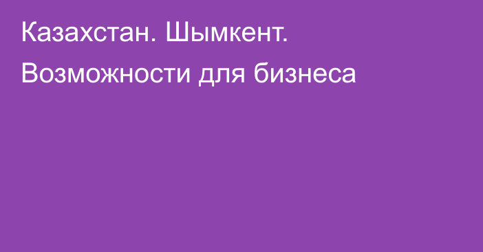 Казахстан. Шымкент. Возможности для бизнеса