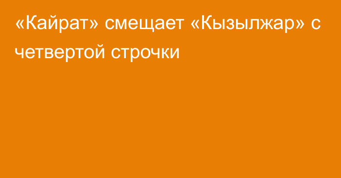 «Кайрат» смещает «Кызылжар» с четвертой строчки