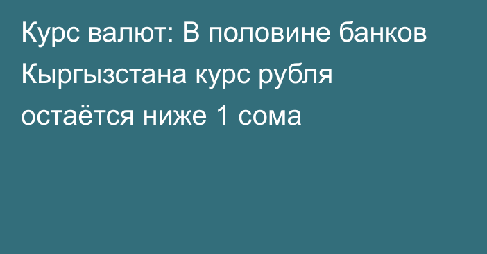 Курс валют: В половине банков Кыргызстана курс рубля остаётся ниже 1 сома