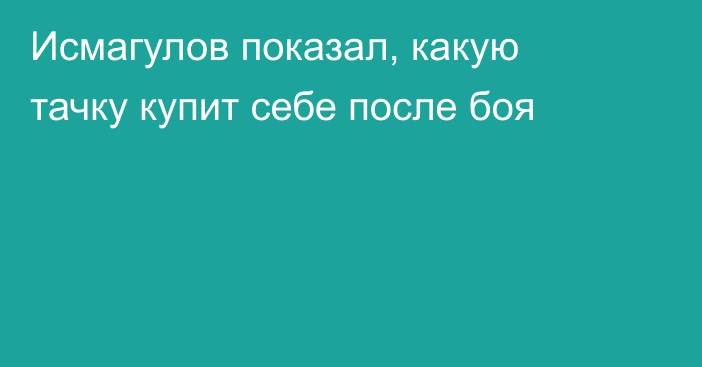 Исмагулов показал, какую тачку купит себе после боя