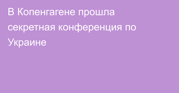 В Копенгагене прошла секретная конференция по Украине