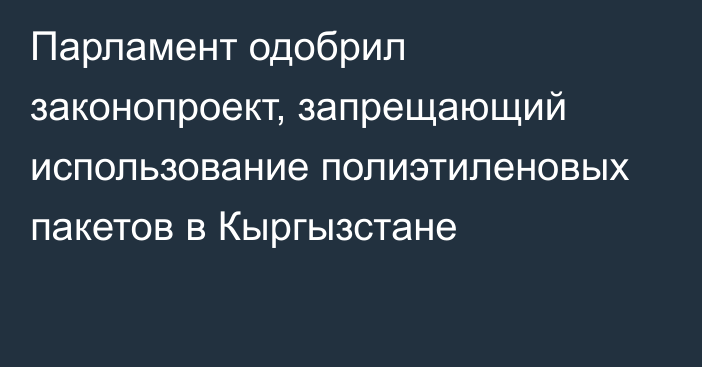 Парламент одобрил законопроект, запрещающий использование полиэтиленовых пакетов в Кыргызстане